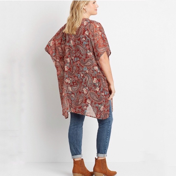 NWT 2X/3X Lightweight Paisley Open Front Kimono - Picture 7 of 13